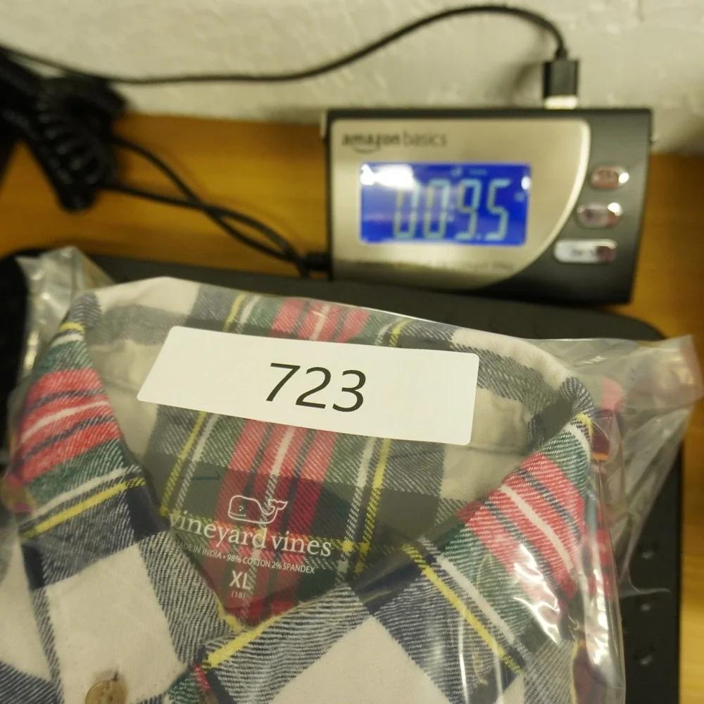 Vineyard Vines Button Down Boys XL Multi Color Plaid Long Sleeve Whale Preppy